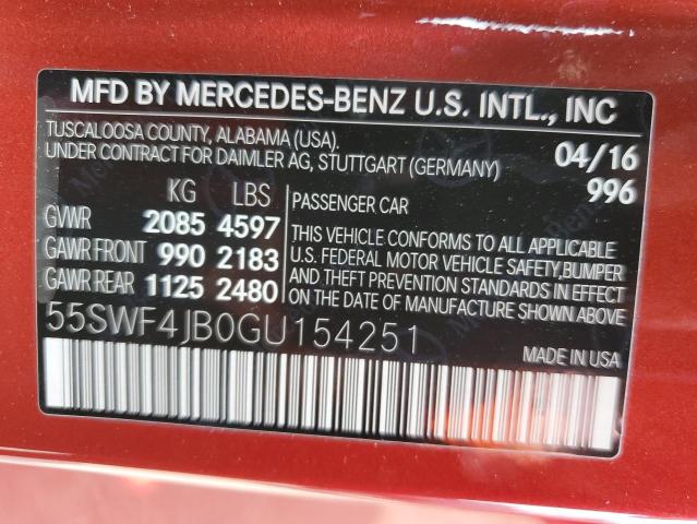 55SWF4JB0GU154251 - 2016 MERCEDES-BENZ C 300 RED photo 12