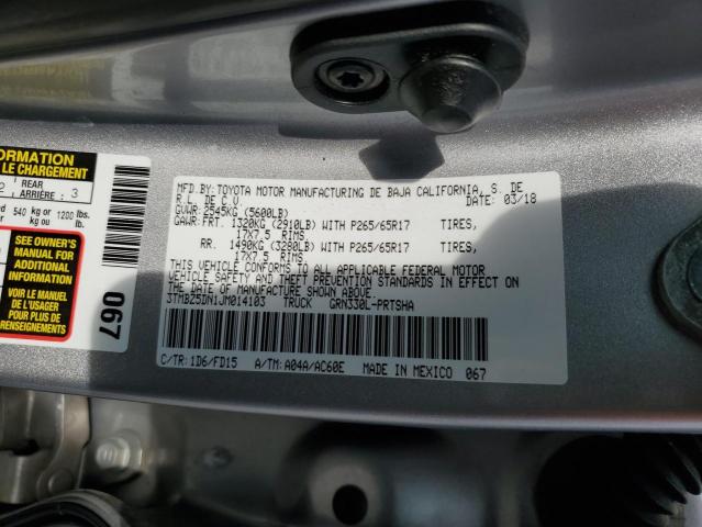 3TMBZ5DN1JM014103 - 2018 TOYOTA TACOMA DOUBLE CAB 银色 照片 12