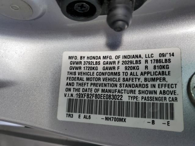 19XFB2F80EE083022 - 2014 HONDA CIVIC EX SILVER photo 13