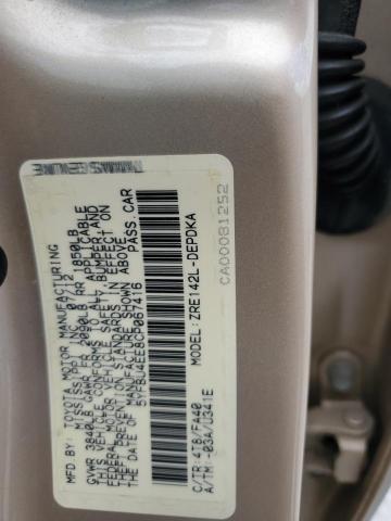 5YFBU4EE8CP067416 - 2012 TOYOTA COROLLA BASE TAN photo 13