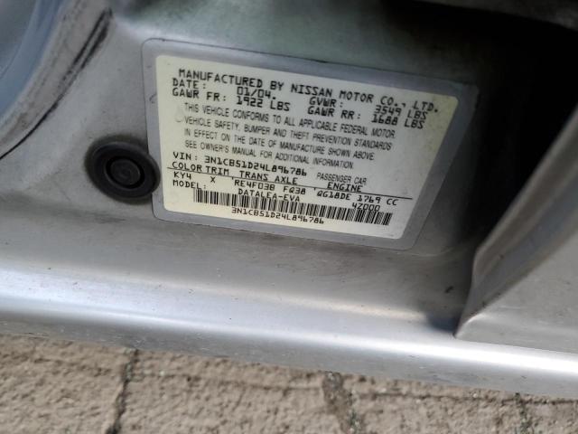 3N1CB51D24L896786 - 2004 NISSAN SENTRA 1.8 GRAY photo 13