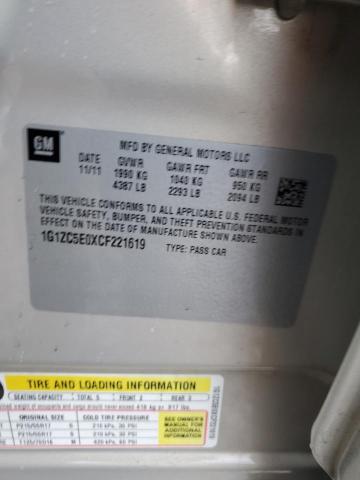 1G1ZC5E0XCF221619 - 2012 CHEVROLET MALIBU 1LT 米色 照片 12