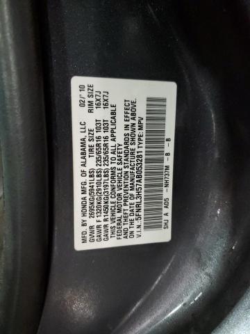 5FNRL3H57AB053281 - 2010 HONDA ODYSSEY EX GRAY photo 13