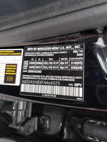 4JGDA5HBXFA464025 - 2015 MERCEDES-BENZ ML 350 4MATIC BLACK photo 13