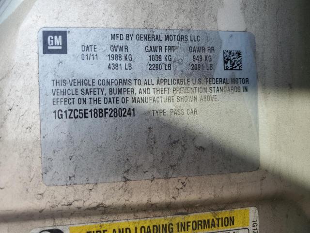 1G1ZC5E18BF280241 - 2011 CHEVROLET MALIBU 1LT თაფლისფერი ფოტო 12