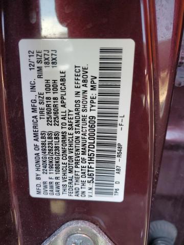 5J6TF1H57DL000609 - 2013 HONDA CROSSTOUR EXL იასამნისფერი ფოტო 13