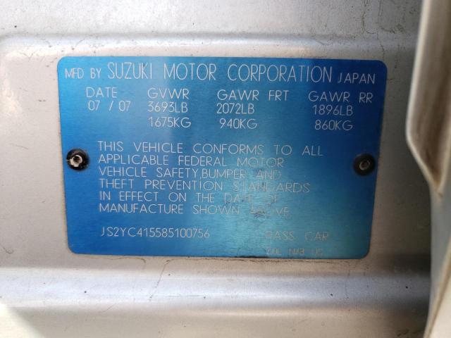 JS2YC415585100756 - 2008 SUZUKI SX4 CONVENIENCE SILVER photo 12