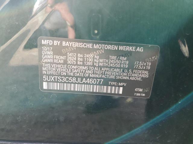 5UXTS3C58JLA46077 - 2018 BMW X3 XDRIVEM40I შავი ფოტო 12