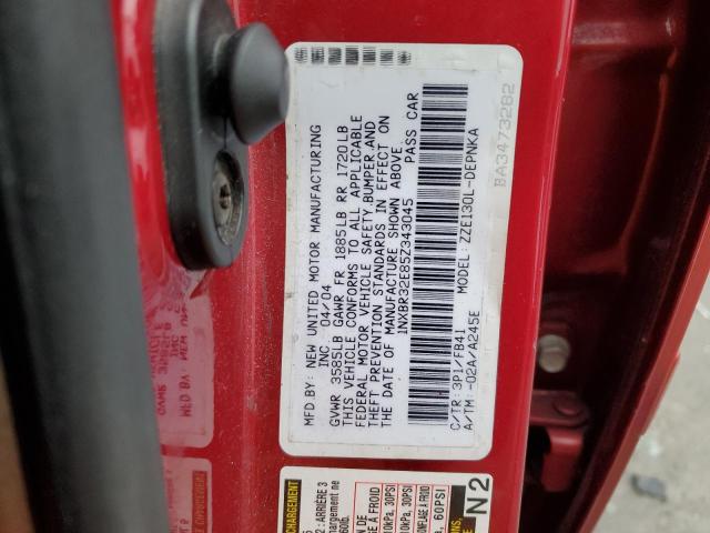 1NXBR32E85Z343045 - 2005 TOYOTA COROLLA CE RED photo 12