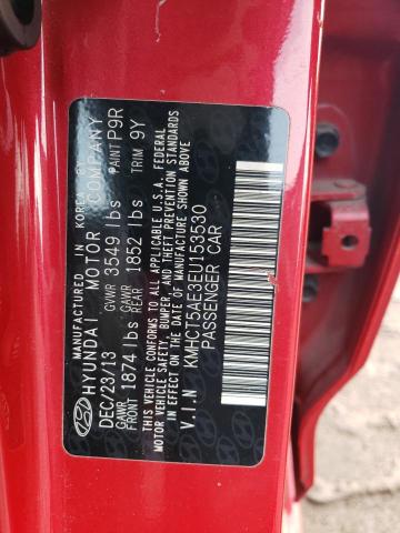 KMHCT5AE3EU153530 - 2014 HYUNDAI ACCENT GLS RED photo 12