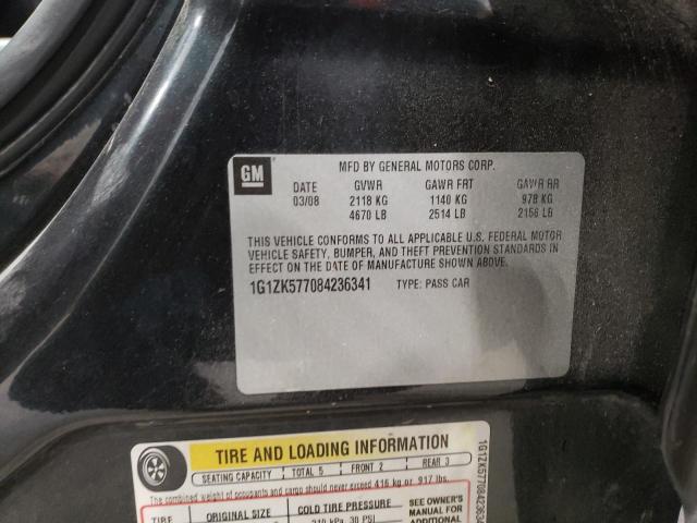 1G1ZK577084236341 - 2008 CHEVROLET MALIBU LTZ BLACK photo 12