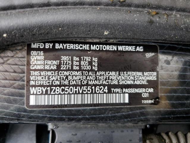 WBY1Z8C50HV551624 - 2017 BMW I3 REX BLUE photo 12