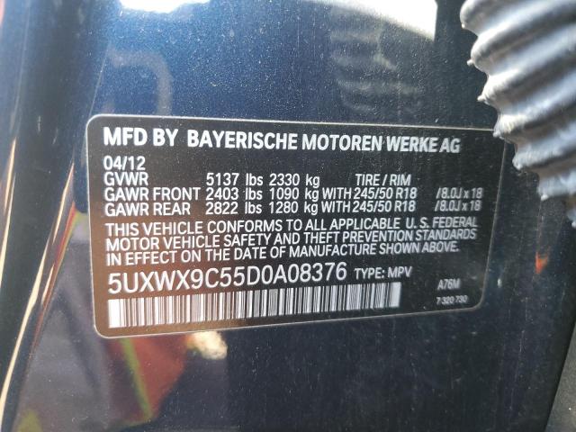 5UXWX9C55D0A08376 - 2013 BMW X3 XDRIVE28I BLUE photo 12