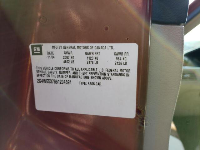 2G4WE537651204391 - 2005 BUICK LACROSSE CXS BURGUNDY photo 12