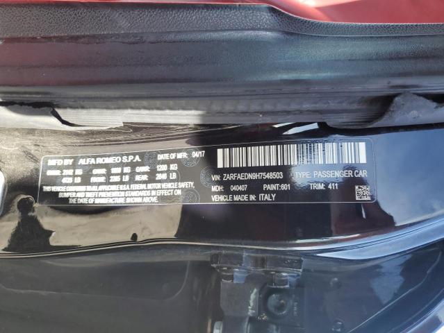 ZARFAEDN9H7548503 - 2017 ALFA ROMEO GIULIA Q4 BLACK photo 12