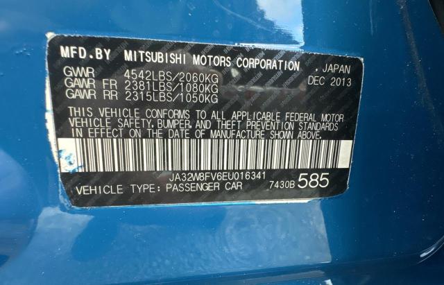 JA32W8FV6EU016341 - 2014 MITSUBISHI LANCER EVOLUTION GSR BLUE photo 10