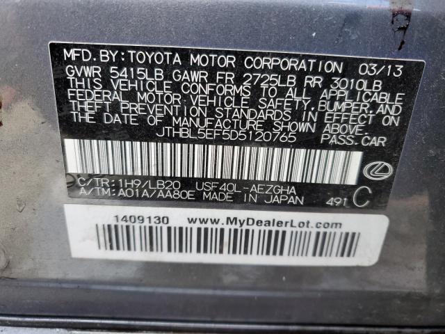 JTHBL5EF5D5120765 - 2013 LEXUS LS 460 CHARCOAL photo 12