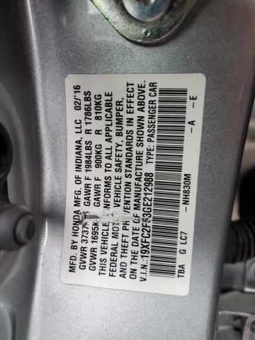 19XFC2F53GE212988 - 2016 HONDA CIVIC LX SILVER photo 12