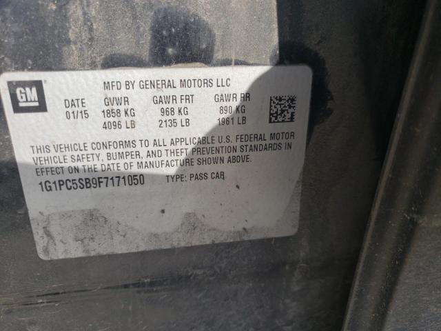 1G1PC5SB9F7171050 - 2015 CHEVROLET CRUZE LT GRAY photo 13