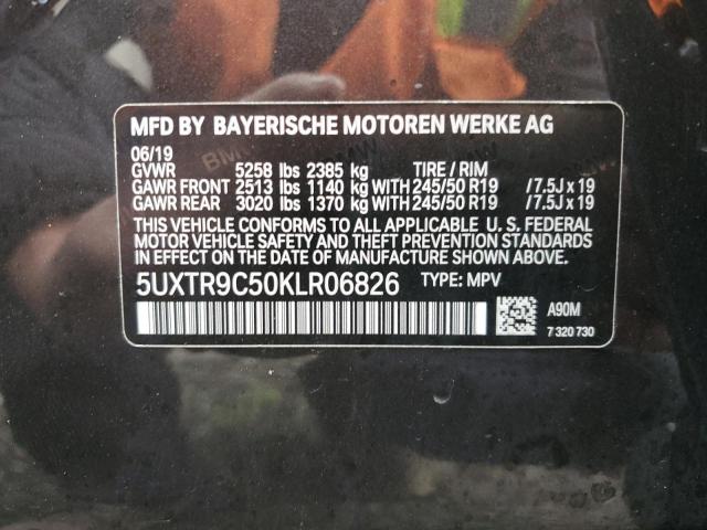 5UXTR9C50KLR06826 - 2019 BMW X3 XDRIVE30I BLACK photo 12