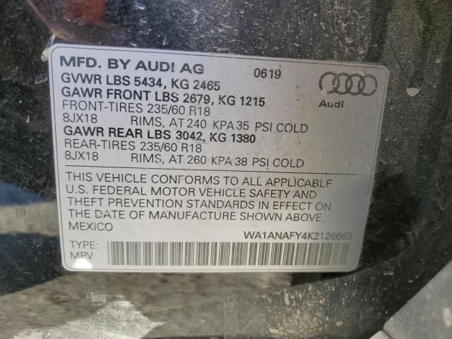 WA1ANAFY4K2126663 - 2019 AUDI Q5 PREMIUM BLACK photo 13