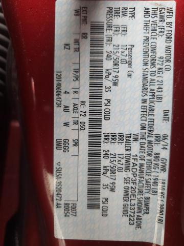 1FADP3F20EL337223 - 2014 FORD FOCUS SE RED photo 13