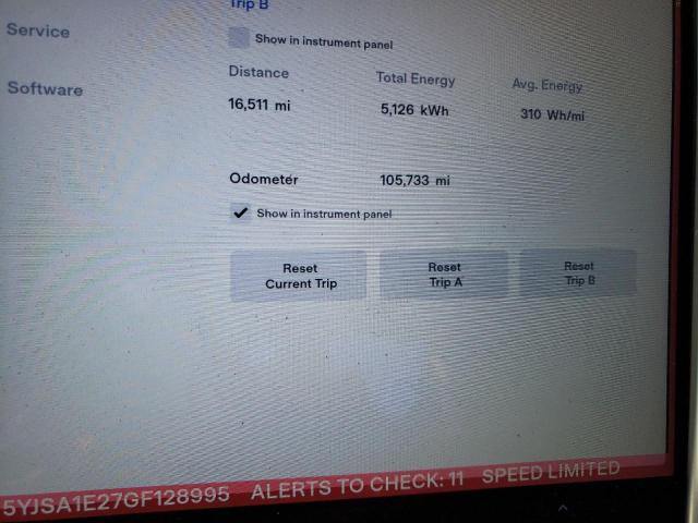 5YJSA1E27GF128995 - 2016 TESLA MODEL S Սպիտակ լուսանկար 9