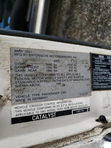 WBAAG3305D9002127 - 1983 BMW 3 SERIES I თეთრი ფოტო 12