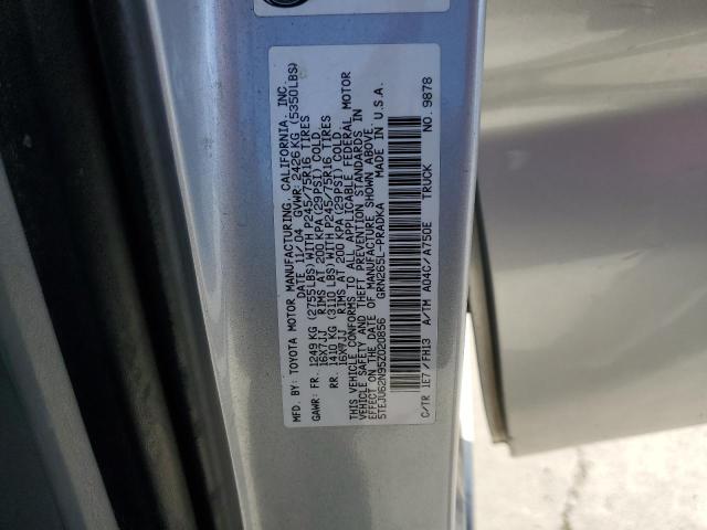 5TEJU62N95Z020856 - 2005 TOYOTA TACOMA DOUBLE CAB PRERUNNER SILVER photo 12