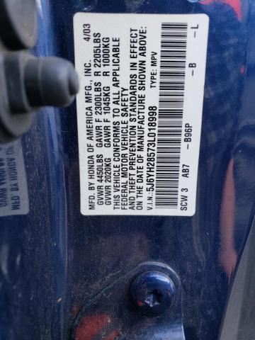 5J6YH28573L018998 - 2003 HONDA ELEMENT EX BLUE photo 13