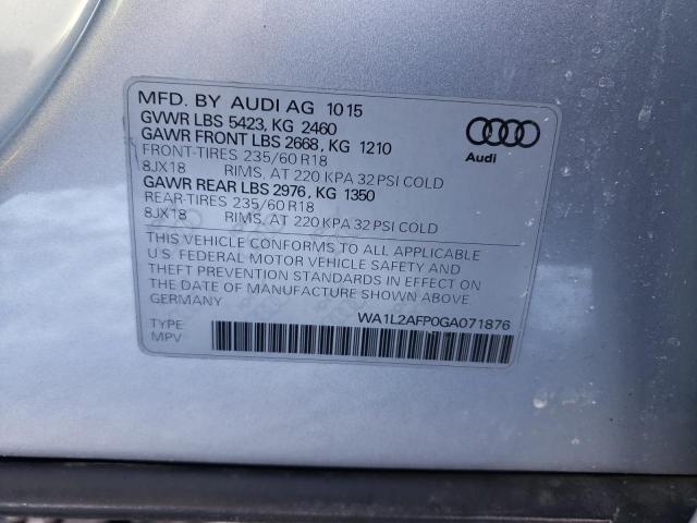 WA1L2AFP0GA071876 - 2016 AUDI Q5 PREMIUM PLUS SILVER photo 13