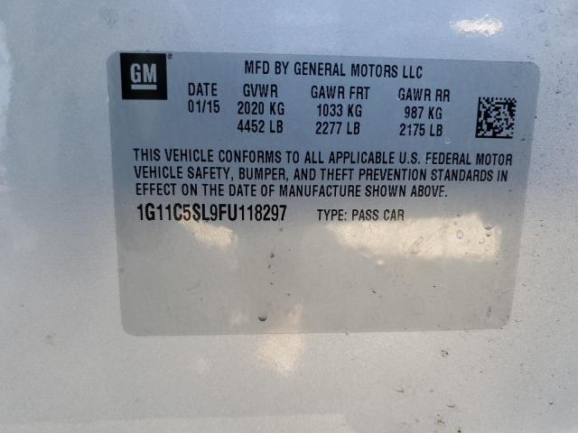 1G11C5SL9FU118297 - 2015 CHEVROLET MALIBU 1LT SILVER photo 12