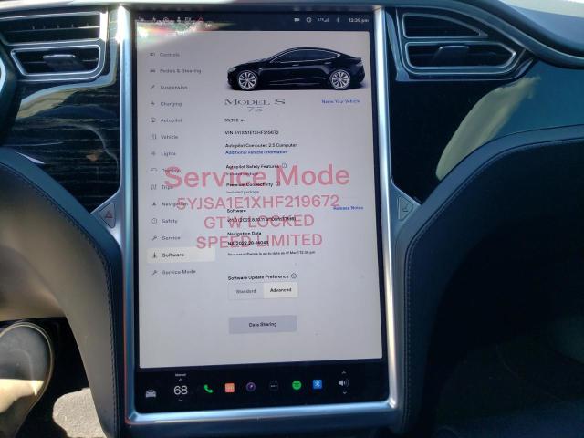 5YJSA1E1XHF219672 - 2017 TESLA MODEL S Սև լուսանկար 9
