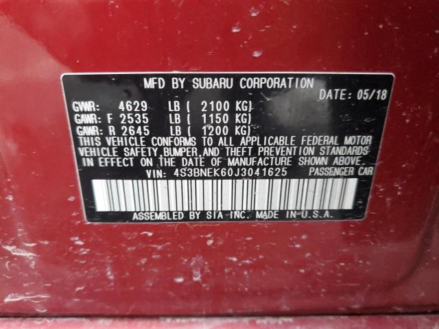 4S3BNEK60J3041625 - 2018 SUBARU LEGACY 3.6R LIMITED RED photo 12