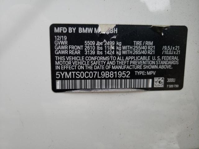 5YMTS0C07L9B81952 - 2020 BMW X3 M COMPETITION WHITE photo 13