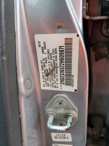 2HGES16572H609871 - 2002 HONDA CIVIC LX SILVER photo 12