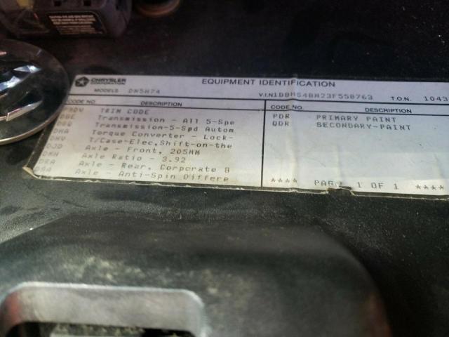 1D8HS48N23F558763 - 2003 DODGE DURANGO SLT GRAY photo 12