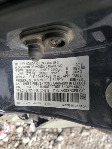 2HGFC1F76KH650902 - 2019 HONDA CIVIC EXL ლურჯი ფოტო 13