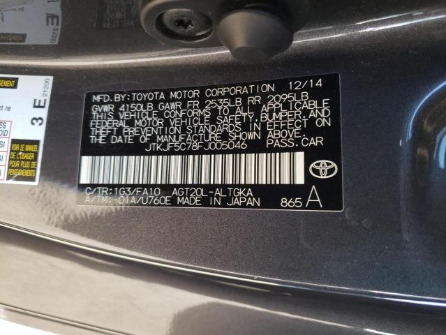 JTKJF5C78FJ005046 - 2015 TOYOTA SCION TC GRAY photo 14