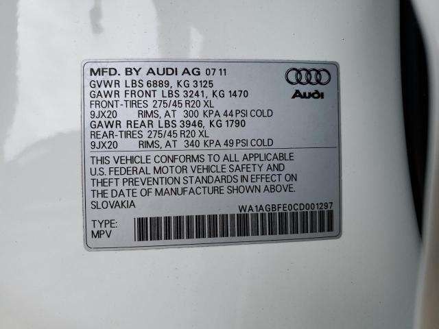 WA1AGBFE0CD001297 - 2012 AUDI Q7 PRESTIGE WHITE photo 13