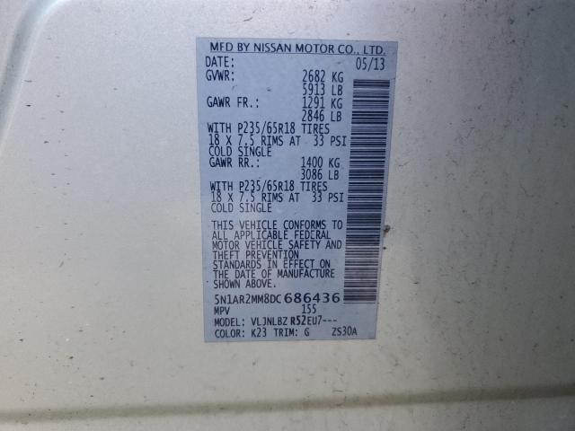 5N1AR2MM8DC686436 - 2013 NISSAN PATHFINDER S 银色 照片 14