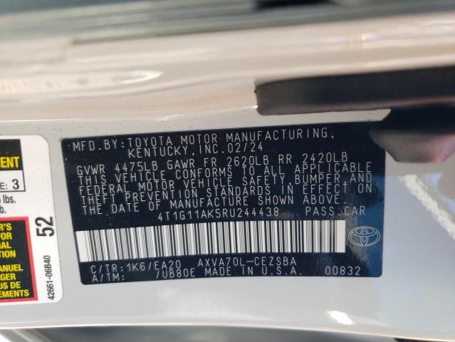 4T1G11AK5RU244438 - 2024 TOYOTA CAMRY SE NIGHT SHADE WHITE photo 12