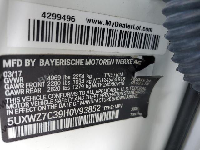 5UXWZ7C39H0V93852 - 2017 BMW X3 SDRIVE28I WHITE photo 13