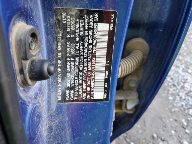 SHHFK7H45JU411464 - 2018 HONDA CIVIC SPORT 蓝色 照片 12