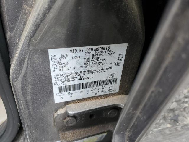 1FTXW43R38EB89398 - 2008 FORD F450 SUPER DUTY GRAY photo 12