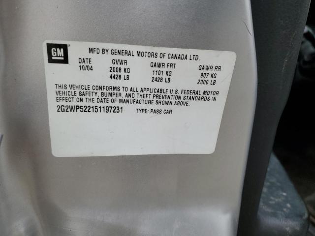 2G2WP522151197231 - 2005 PONTIAC GRAND PRIX 银色 照片 12
