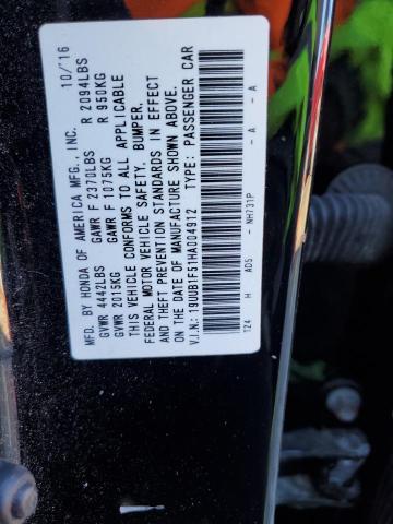 19UUB1F51HA004912 - 2017 ACURA TLX TECH BLACK photo 12