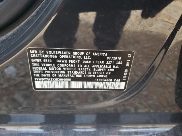 1VWDT7A3XHC004686 - 2017 VOLKSWAGEN PASSAT R-LINE Մոխրագույն լուսանկար 12