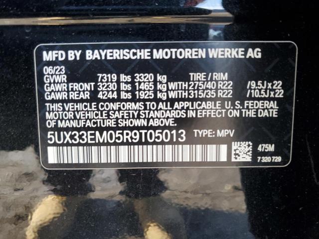5UX33EM05R9T05013 - 2024 BMW X7 M60I BLACK photo 12