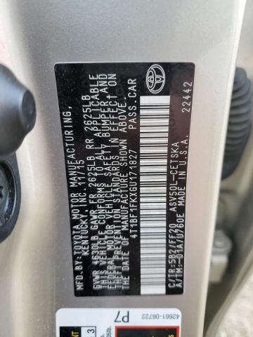 4T1BF1FKXGU171827 - 2016 TOYOTA CAMRY LE BEIGE photo 13